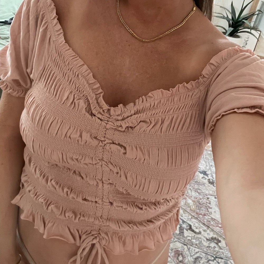 Pale pink ruched shirt